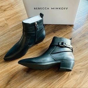 Rebecca Minkoff kichi black leather pointed boots